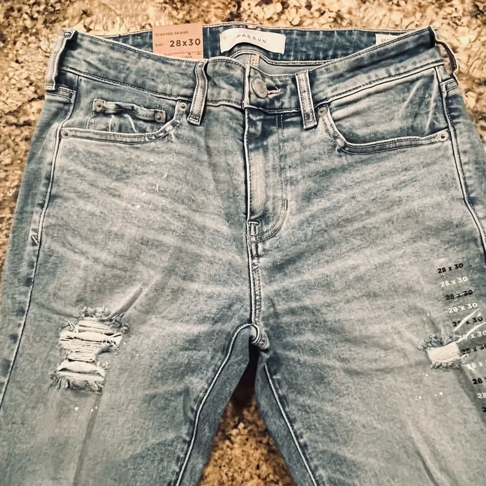 NWT Pacsun Stacked Skinny Paint Splatter Distressed Jeans